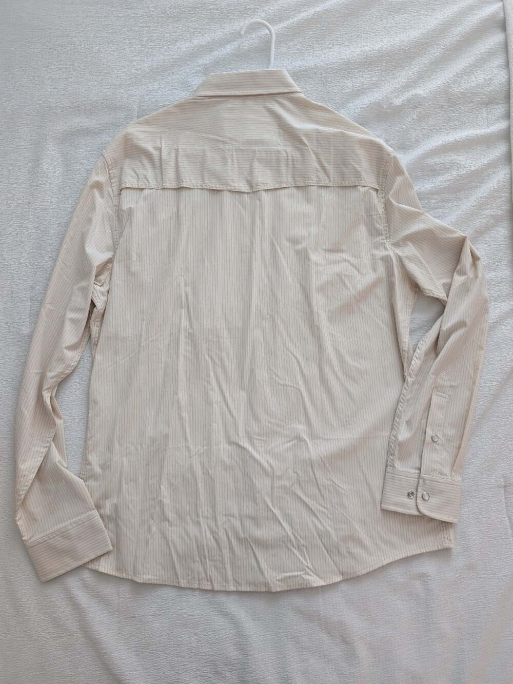 Men's Poncho Slim Fit Pearl snap - Cream Pinstripe - Picture 5 of 8